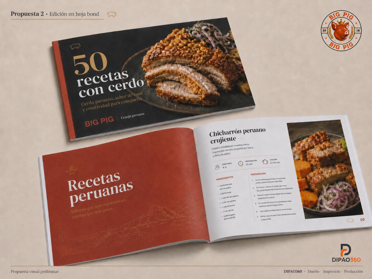 Propuesta visual del recetario Big Pig